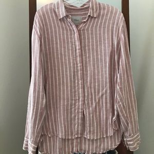 Rails pink stripe button down short